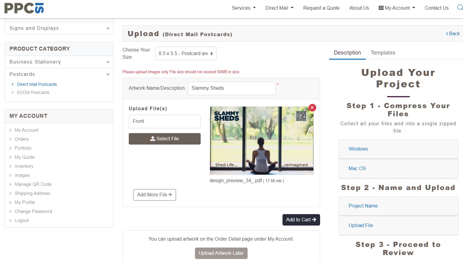 Step 3 - Upload/Design